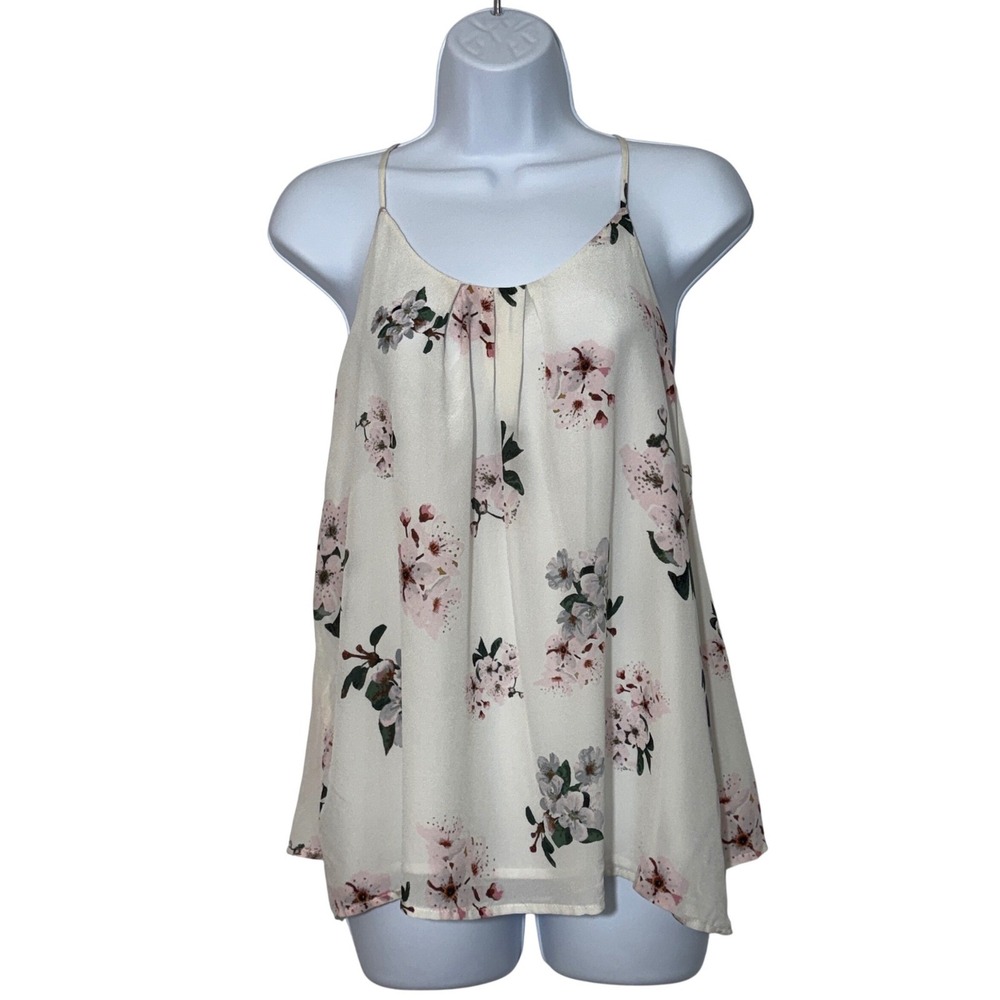Lucky Brand Silk Floral Sleeveless Racerback Tank Top - Size Small - Blossoms 🌸